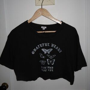 NWT Garage Avery Ultra Chopped Tee in washed black cropped graphic tee